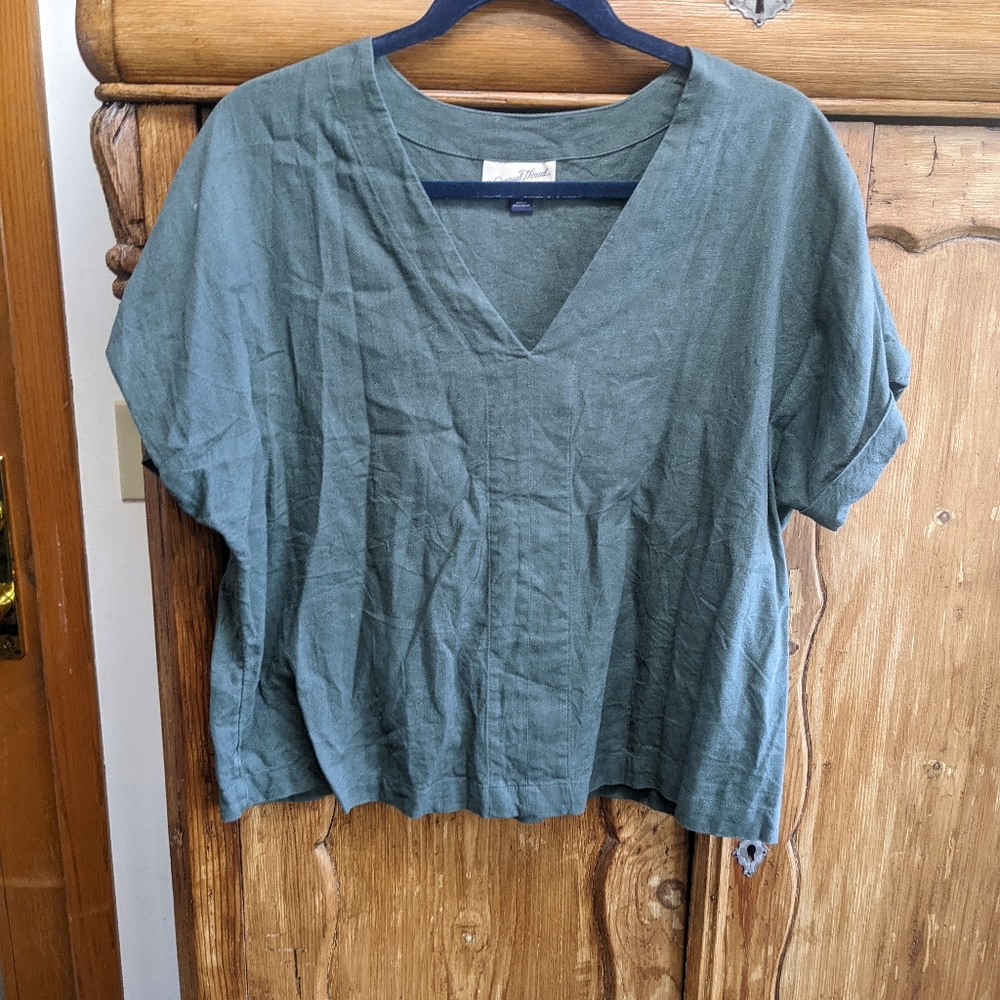 Green Linen Top